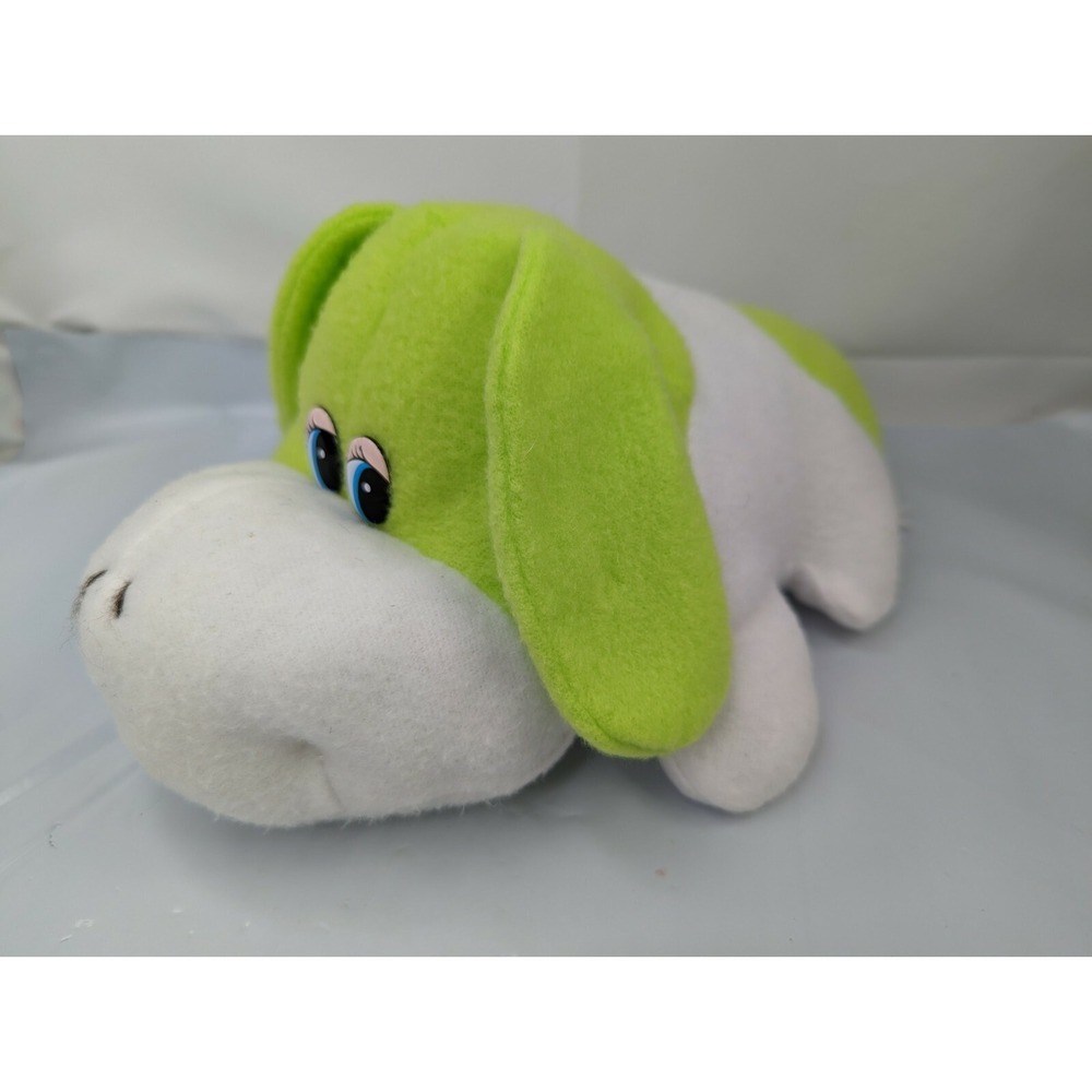 Kellytoy Dog Plush 10 Inch White Lime Green 2015 Stuffed Animal Toy